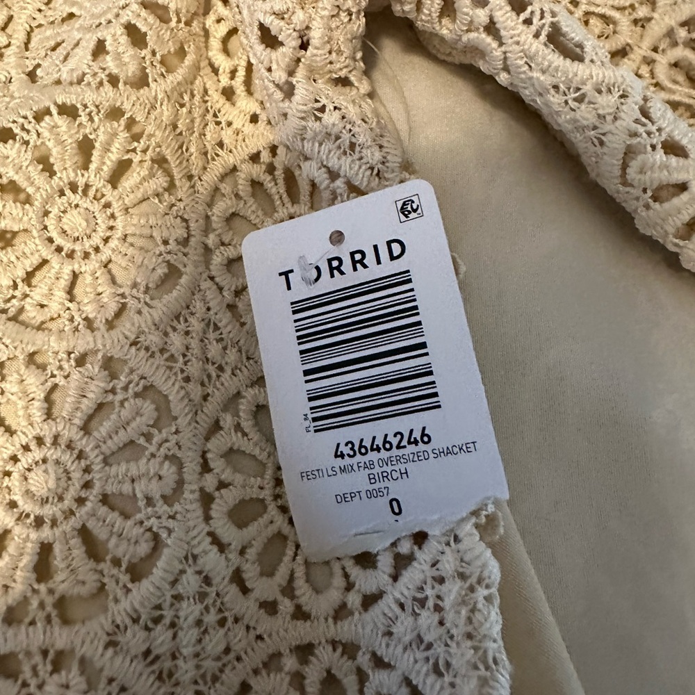 Torrid Cream Lace Shacket - Picture 2 of 3